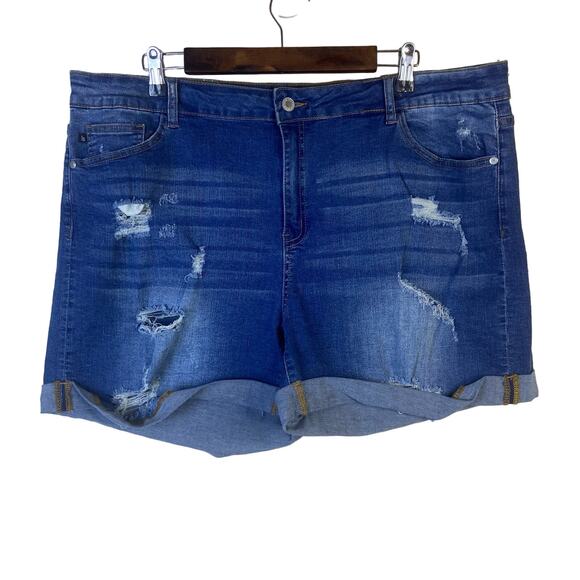 Judy Blue Shorts Women's‎ 3XL Fold Cuff Distressed Boho Festival Casual JB1527 - Picture 1 of 10